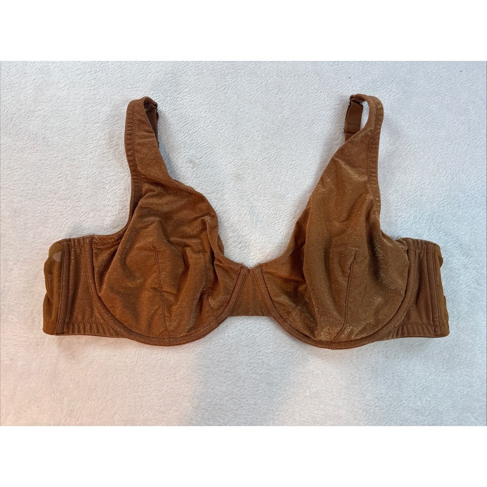 Cacique Women's Bra 42DD Unlined Full Coverage Wired Brown Sparkly